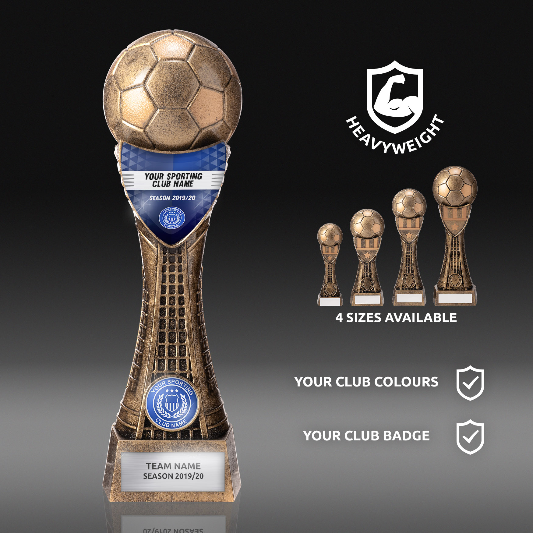 FREE Engraving Valiant Heavyweight Gold Football Award Trophy club team 